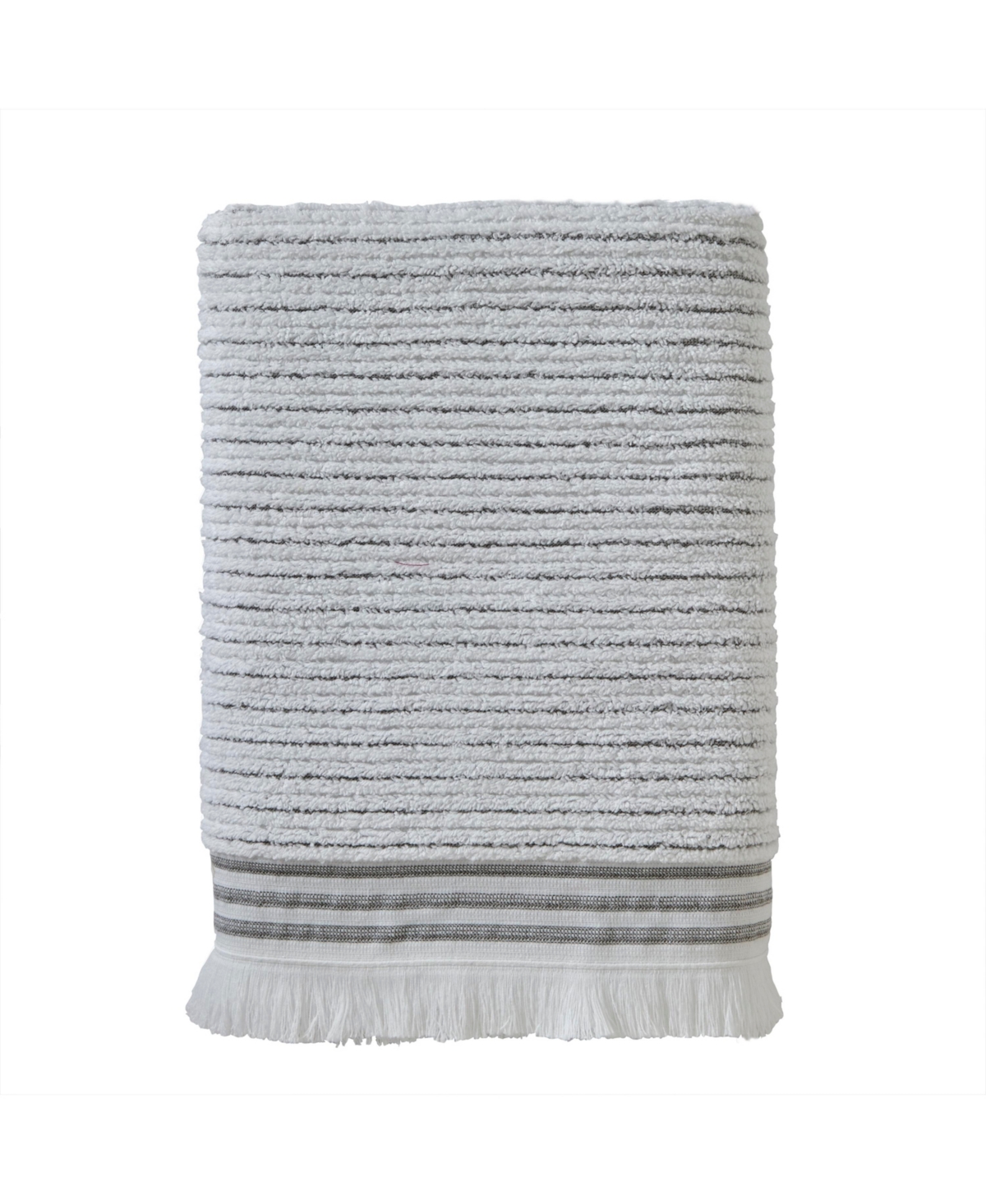 Skl Home Subtle Stripe Cotton Bath Towel, 54" X 28" In White