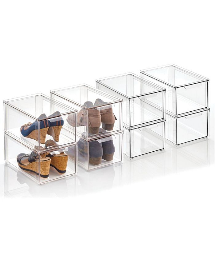 mDesign Stackable Closet Storage Bin Box with PullOut Drawer 8 Pack