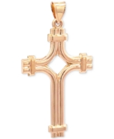 Double Row Polished Cross Pendant in 14k Gold, Created for Macy's - Yellow Gold