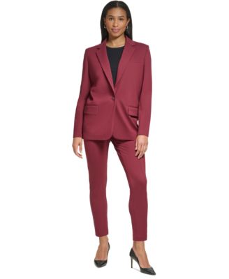 Petite Notch Collar Flap Pocket One-Button Jacket