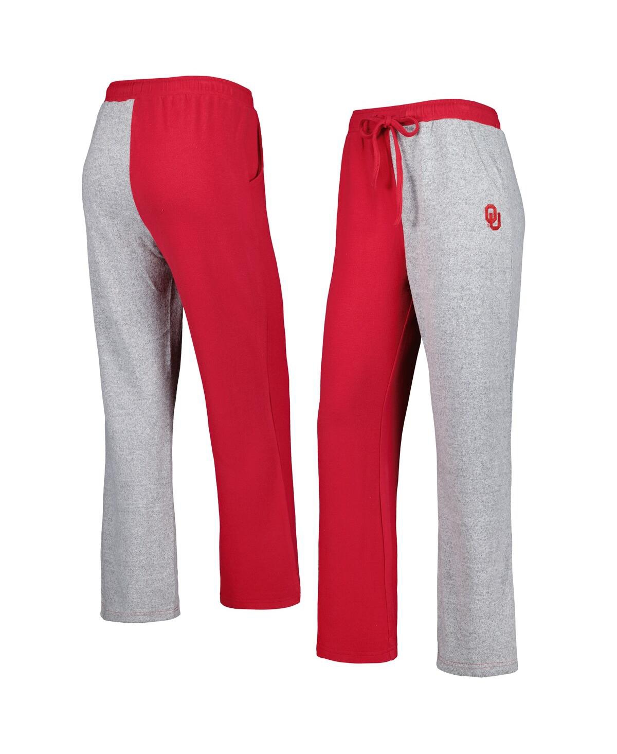 Shop Zoozatz Women's  Crimson, Gray Oklahoma Sooners Colorblock Cozy Tri-blend Lounge Pants In Crimson,gray