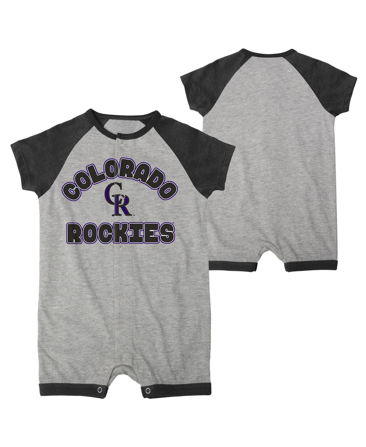 Shop Outerstuff Newborn And Infant Boys And Girls Heather Gray Colorado Rockies Extra Base Hit Raglan Full-snap Romp