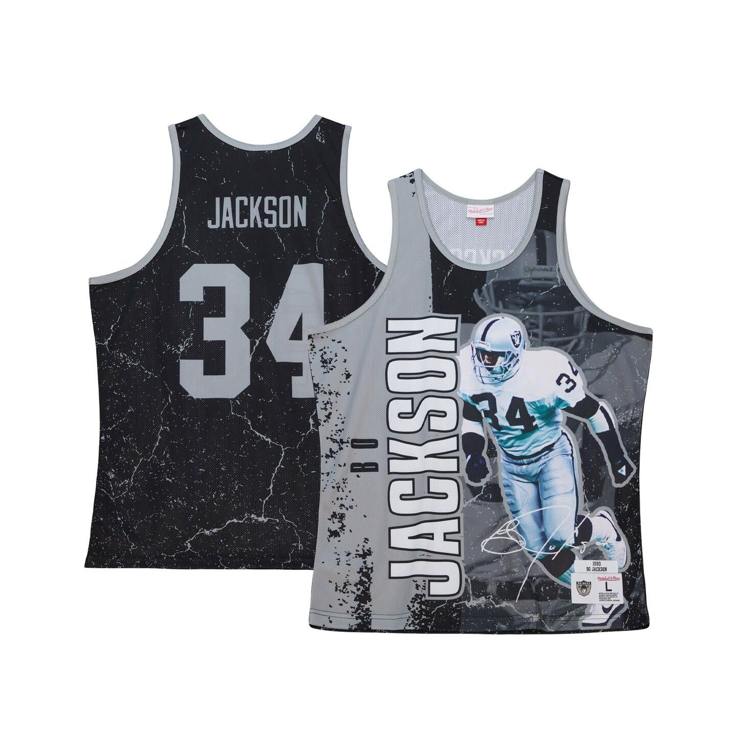 Мужской топ Mitchell & Ness Bo Jackson Black Las Vegas Raiders 1990 Player Burst — фото 1