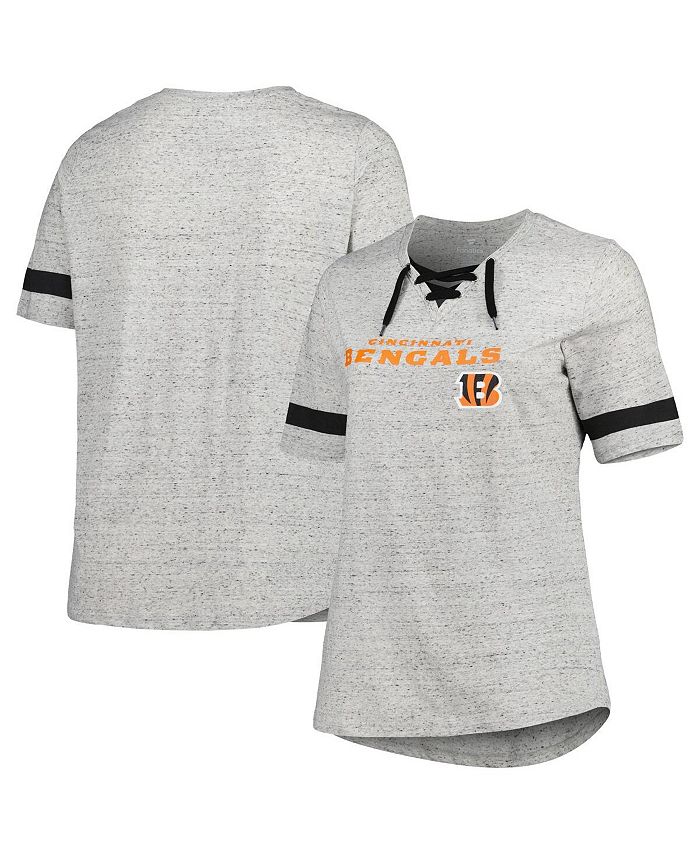 Fanatics Women's Heather Gray Cincinnati Bengals Plus Size Lace-Up