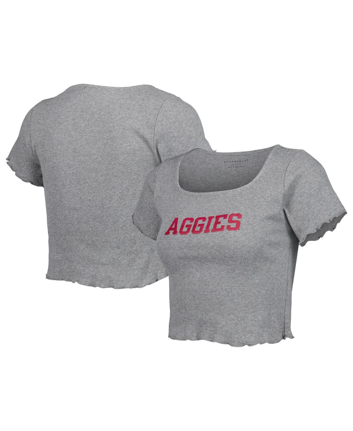 Boxercraft Women's Gray Texas A&m Aggies Baby Rib Lettuce-edge Trim T-shirt