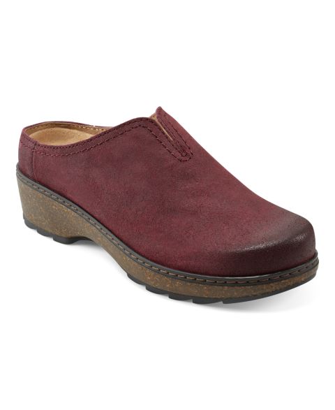 Женские сабо Earth Kolia Slip-On Heeled, цвет: Тёмный красный замшевый