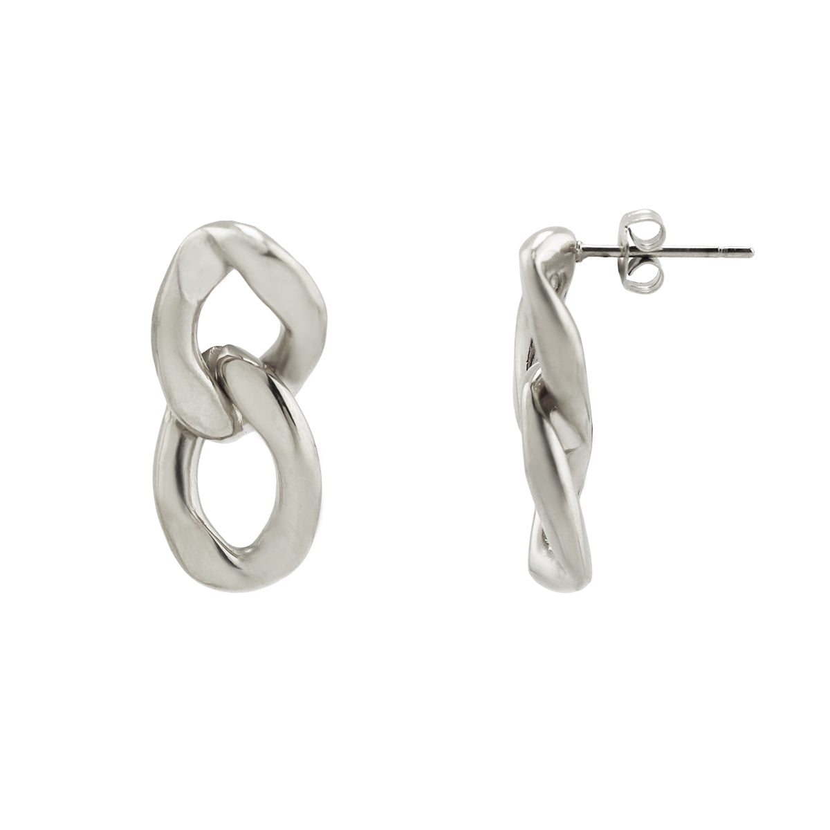 Cass Chain Link Earrings - Silver