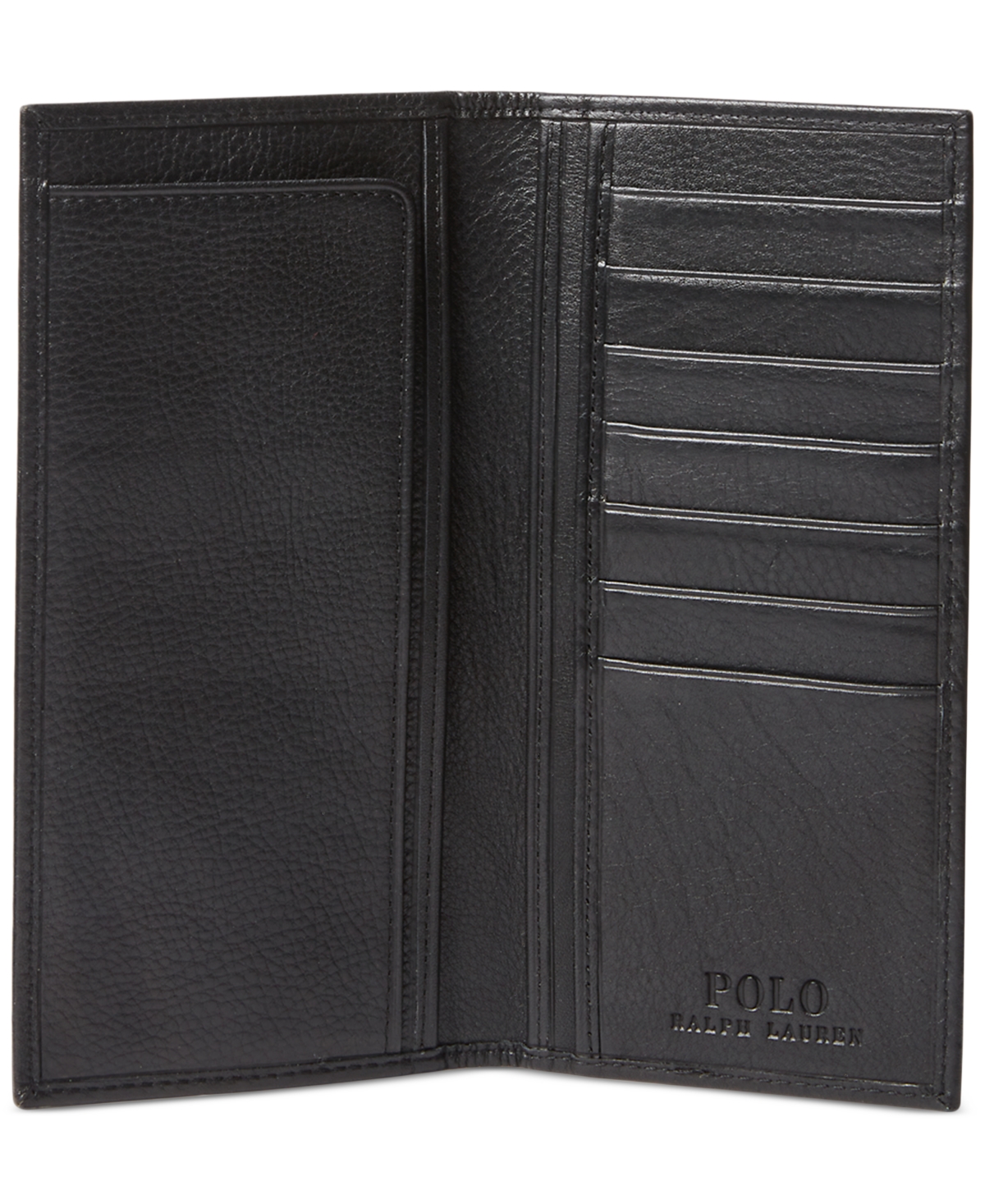 Shop Polo Ralph Lauren Men's Pebbled Leather Narrow Wallet In Black