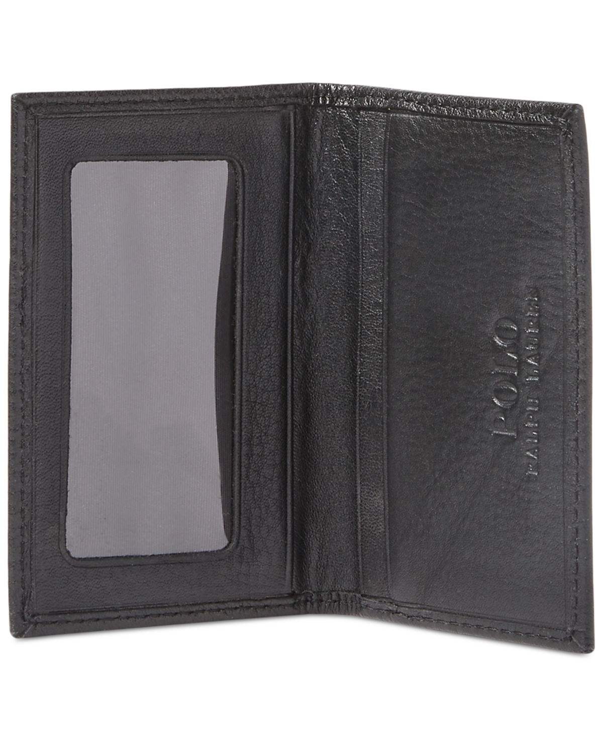 Shop Polo Ralph Lauren Men's Pebbled Leather Card Wallet In Black