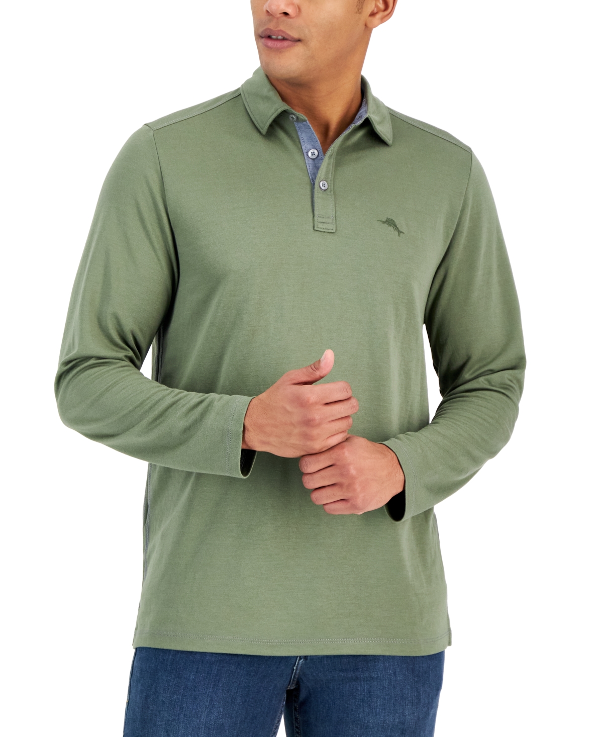 Tommy Bahama Men's Kohala Peak Long-sleeve Polo Shirt In Dk Fern