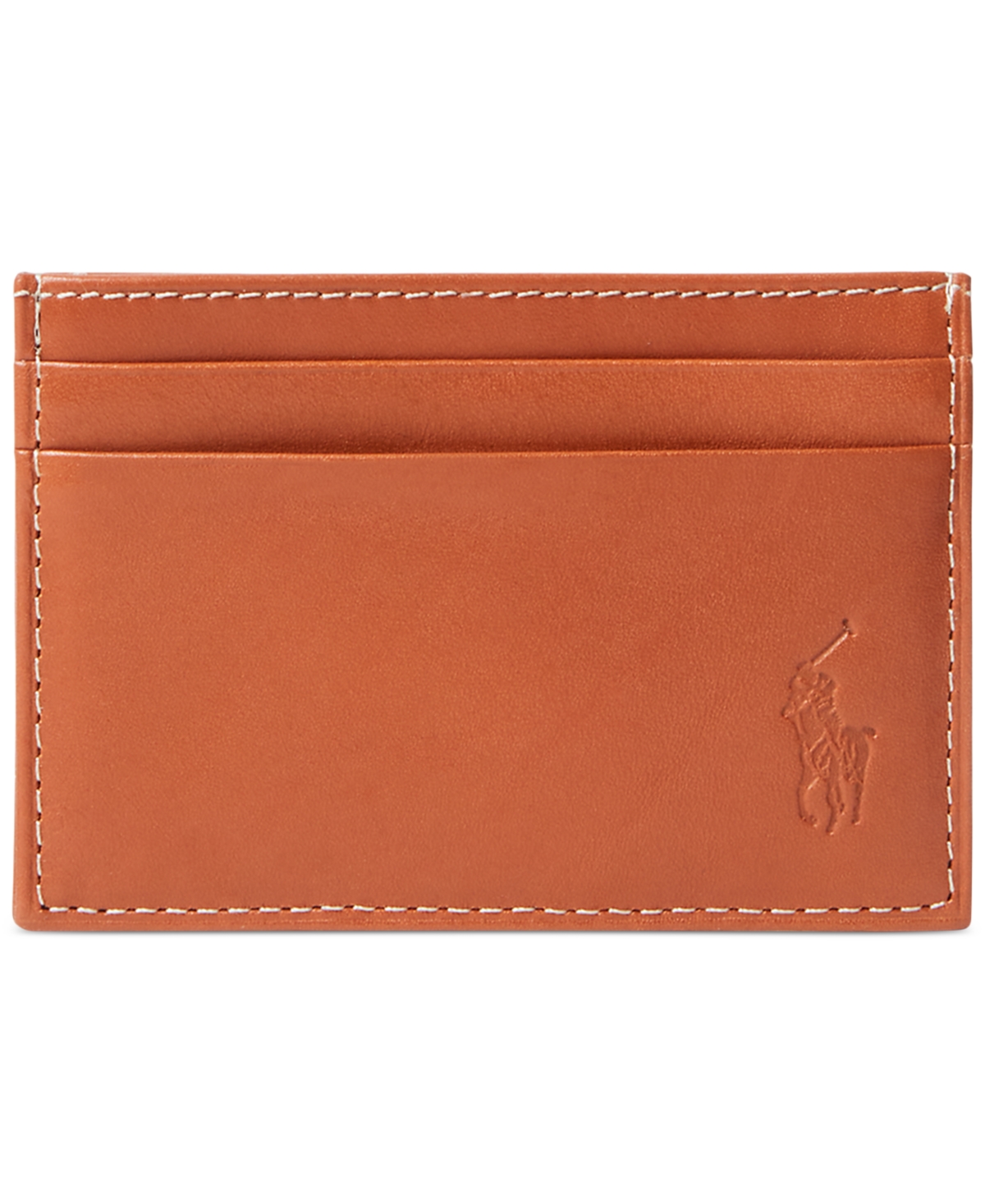 Polo Ralph Lauren Men's Burnished Leather Card Case & Money Clip In Brown