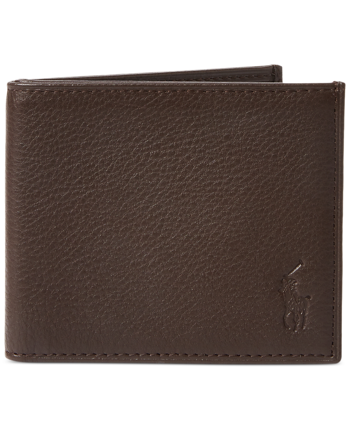 Polo Ralph Lauren Pebbled Leather Billfold In Brown
