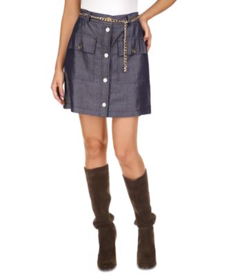 Michael Kors - Women's Pocket-Front Chain-Belt Skirt