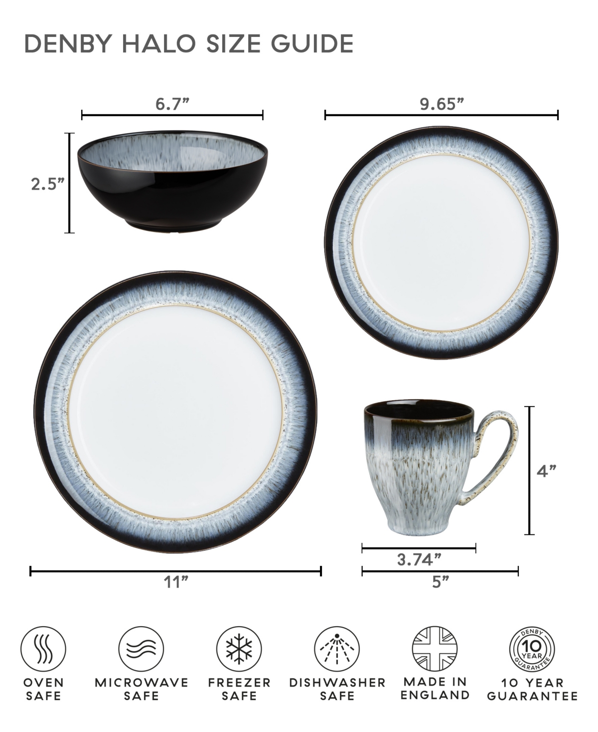 Halo Set of 4 Wide Rimmed Plates - Blue - Black