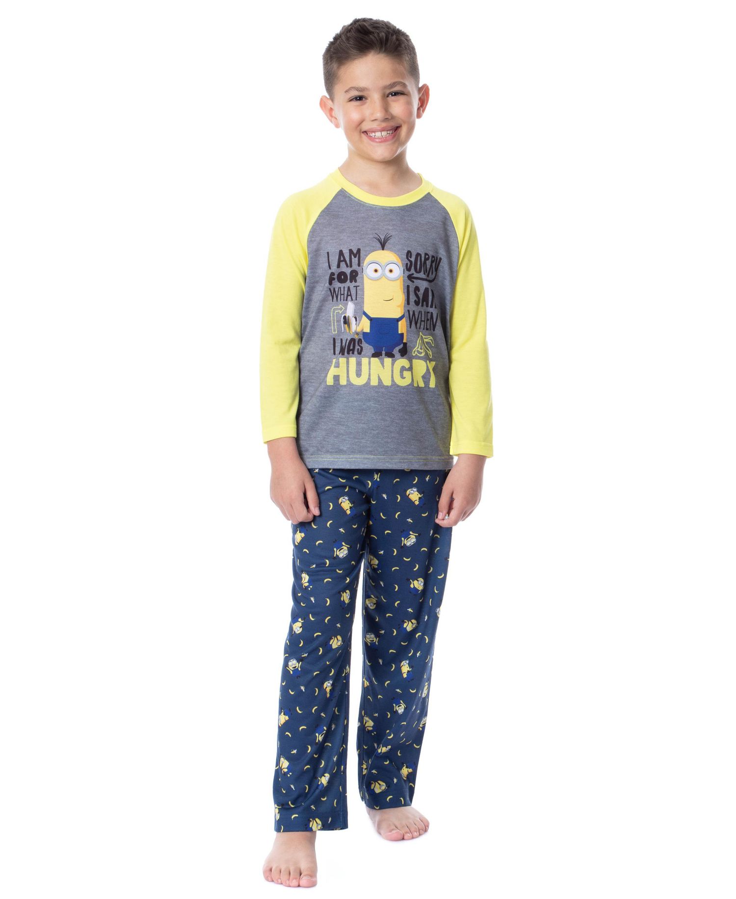 Boys' Minions Sorry I Was Hungry Raglan Kids Sleep 2PC Pajama Set