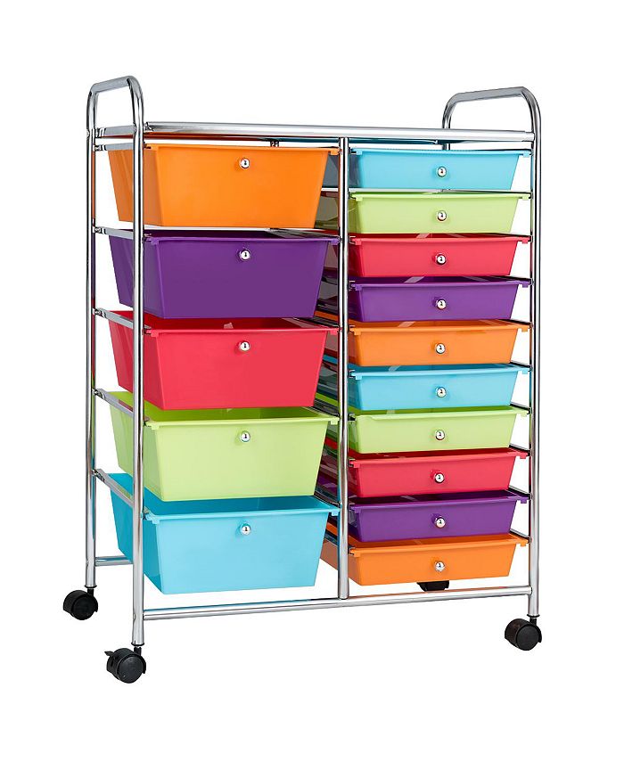 Costway 15 Drawer Rolling Storage Cart Storage Rolling Carts Drawers