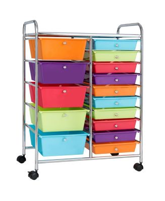 Costway 15 Drawer Rolling Storage Cart Storage Rolling Carts Drawers ...