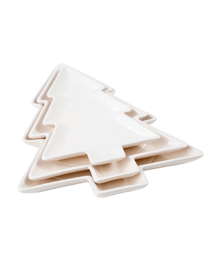 Thirstystone Nested Christmas Tree Stoneware Serve Plates, Set of 3