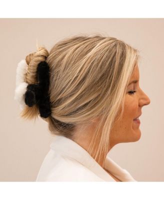 Fuzzy Looped Clip - Black + White