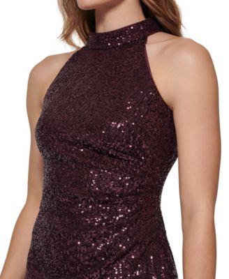 Women's Halter-Neck Sequin Midi Dress