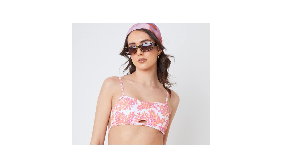 Women's Cut Out Bikini Top - Coral reef