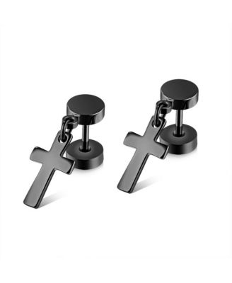 Stainless Steel Cross Charm Earrings