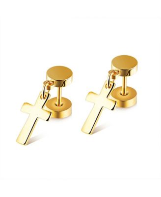 Stainless Steel Cross Charm Earrings
