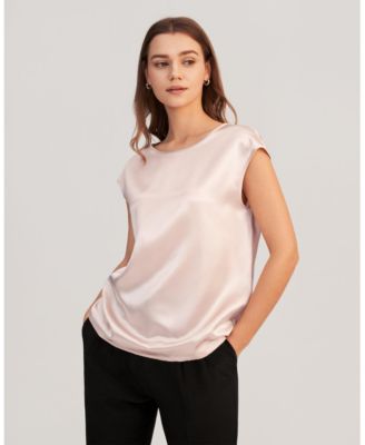 Women's Basic Cap Sleeves Silk Tee