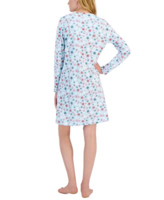 Women's Cotton Long-Sleeved Printed Sleepshirt