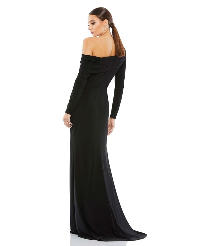Mac Duggal Women's Ieena Drop Shoulder Long Sleeve Column Gown - Macy's