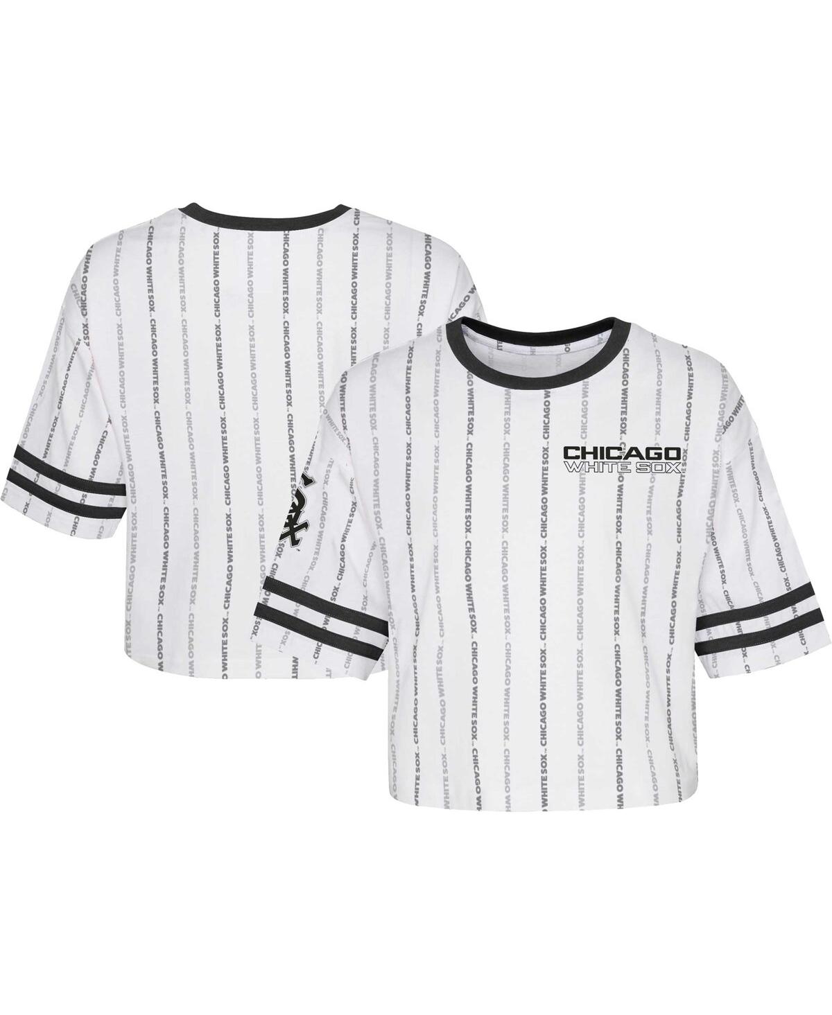 Outerstuff Kids' Big Girls White Chicago White Sox Ball Striped T-shirt