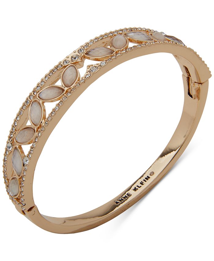 Anne Klein GoldTone MotherofPearl & Crystal Navette Hinge Bracelet