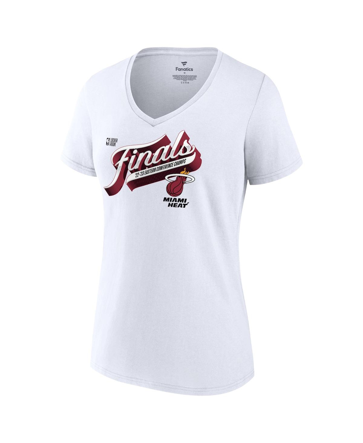Women's FanaticsMiami Heat 2023 Eastern Conference Champions Locker Room Plus Size V-Neck T-shirt - White