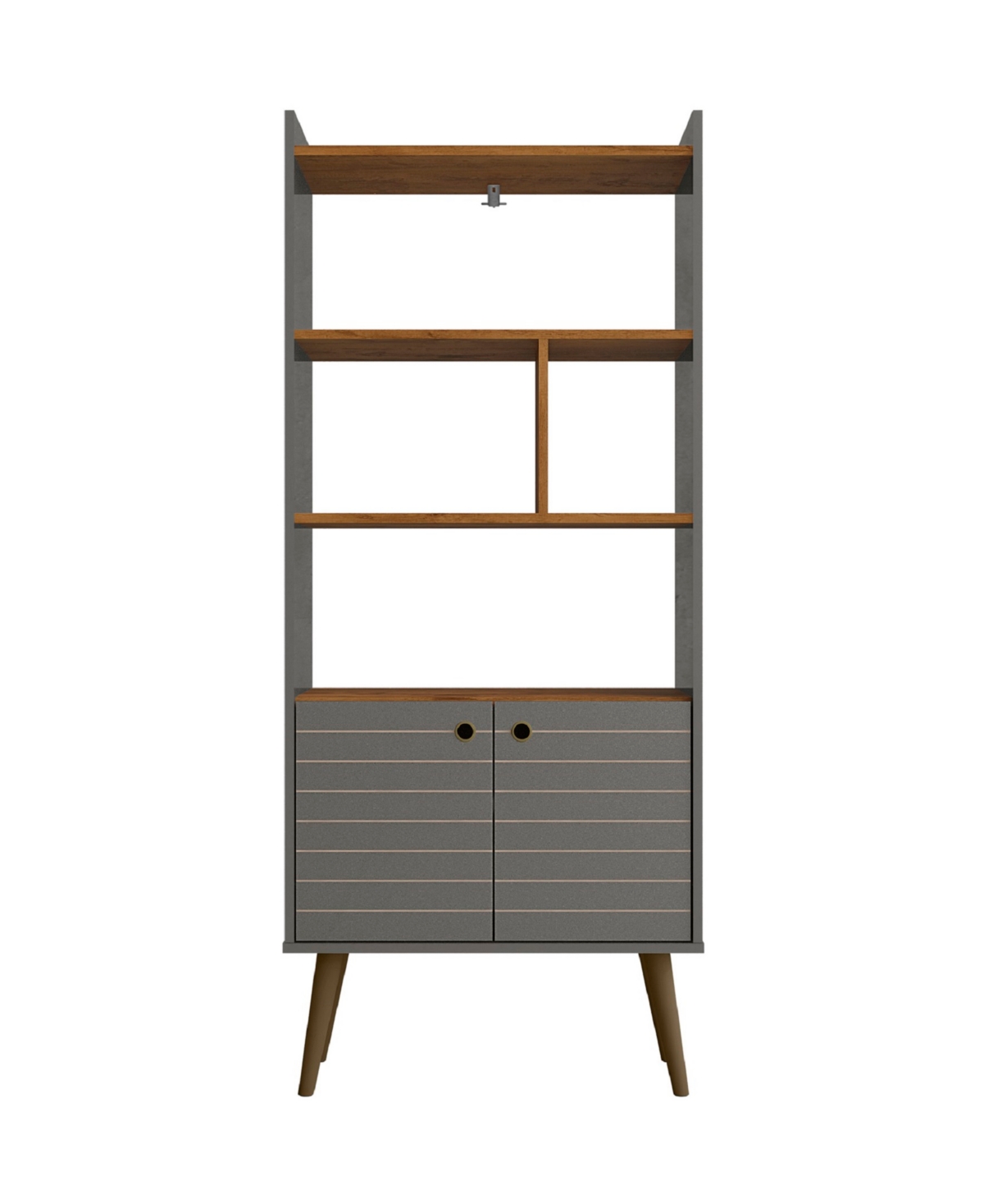 Manhattan Comfort Bogart 62.6" Medium Density Fiberboard 5-shelf Bookcase In Gray