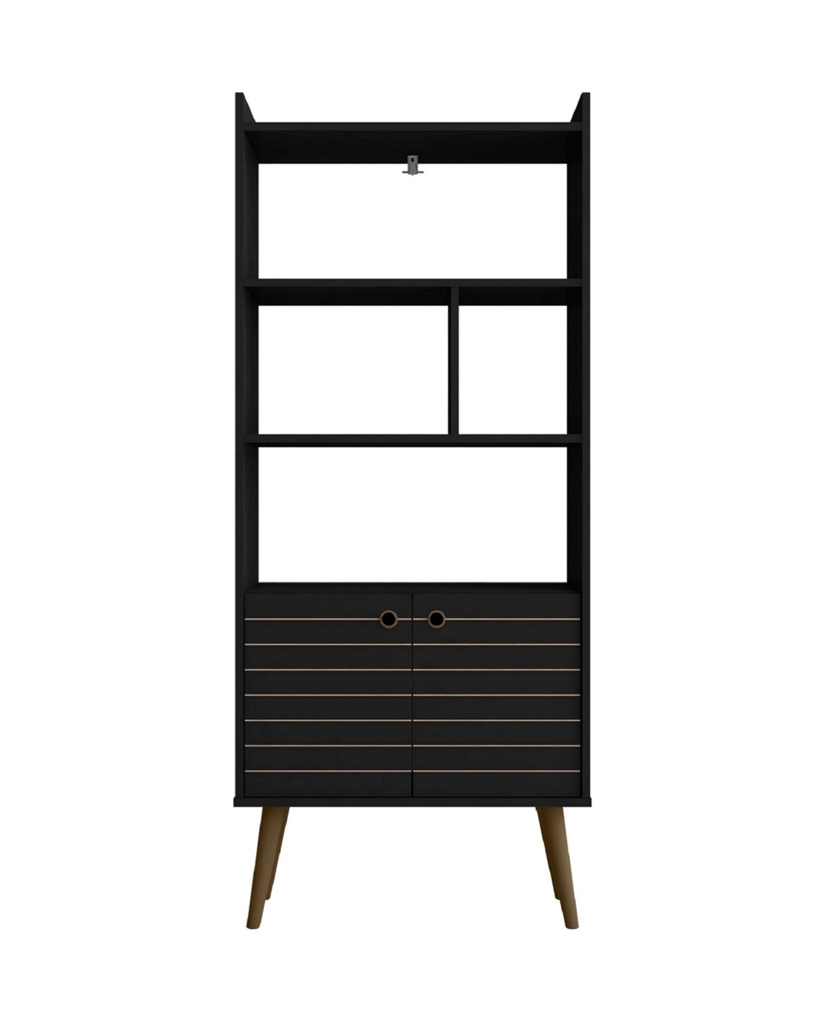 Manhattan Comfort Bogart 62.6" Medium Density Fiberboard 5-shelf Bookcase In Black