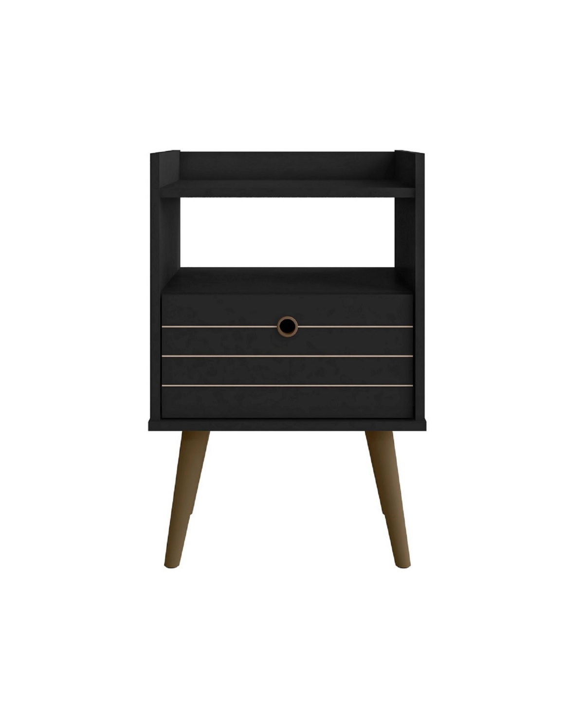 Manhattan Comfort Bogart 27.16" Medium Density Fiberboard 1-drawer Nightstand In Black