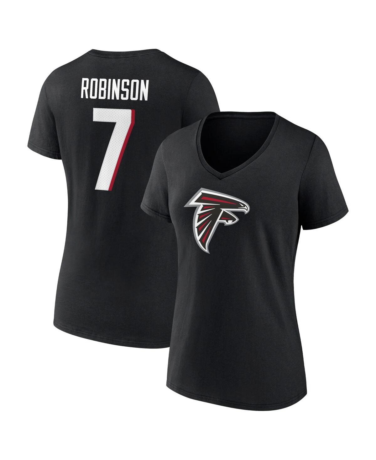Fanatics Women's  Bijan Robinson Black Atlanta Falcons Icon Name And Number V-neck T-shirt In Black