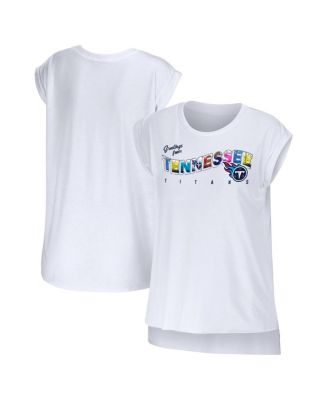 Women's White Tennessee Titans Greetings From Muscle T-shirt