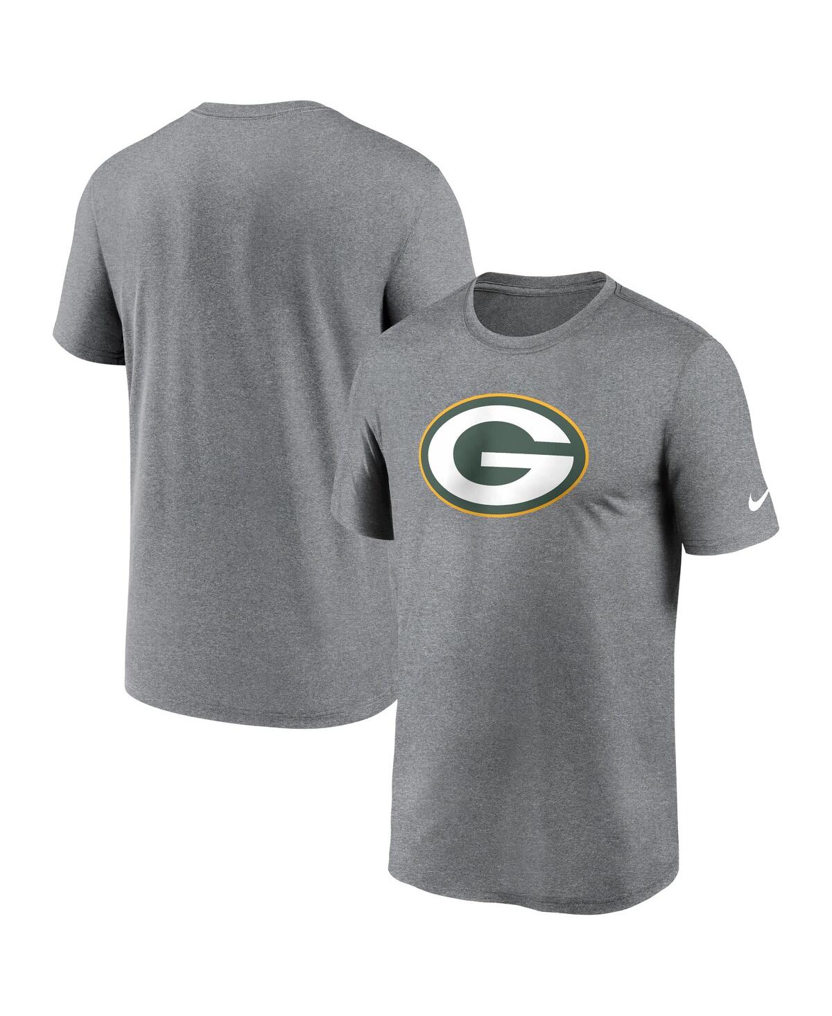Shop Nike Men's  Heather Charcoal Green Bay Packers Legend Logo Performance T-shirt