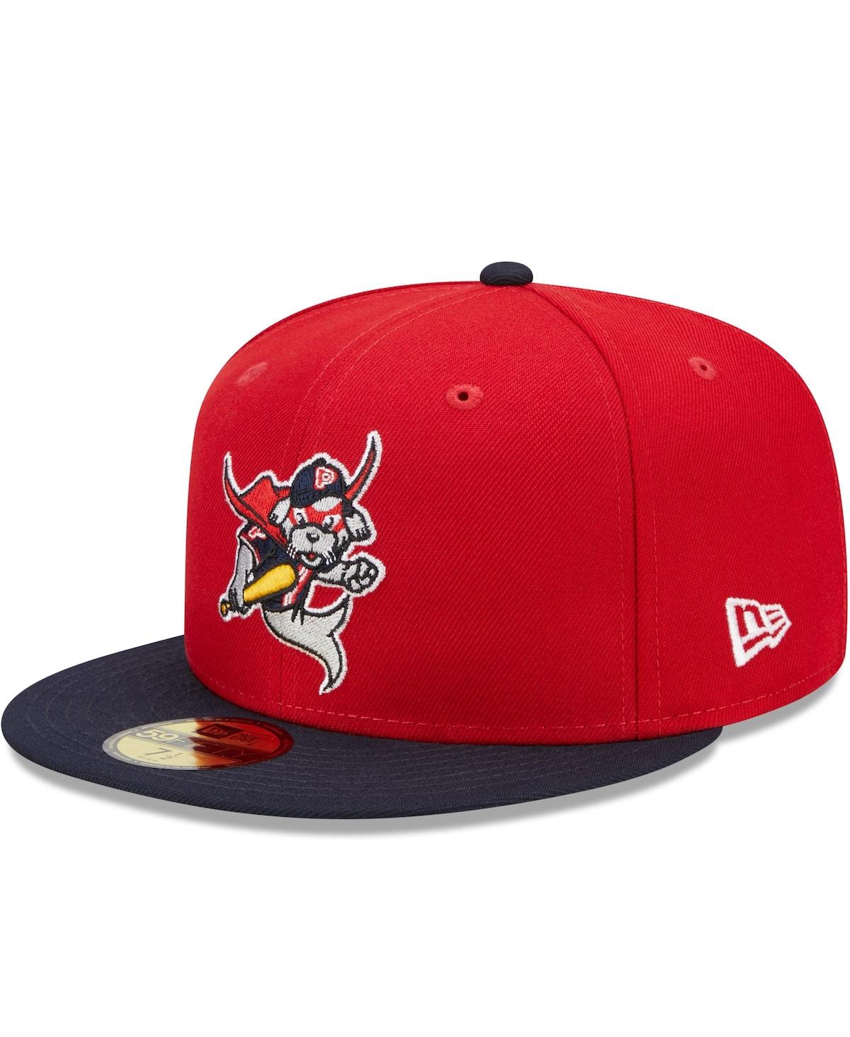 New Era Men's  Red, Navy Portland Sea Dogs Marvel X Minor League 59fifty Fitted Hat In Red,navy