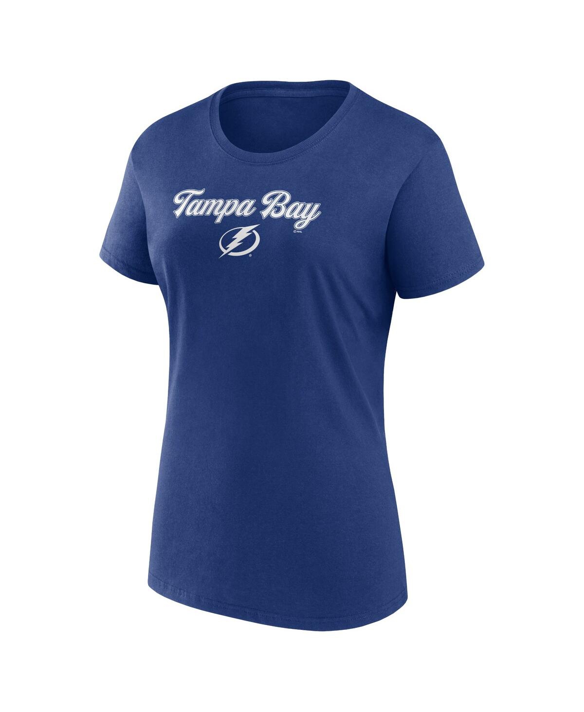 Fanatics Women's  Blue, Gray Tampa Bay Lightning Script T-shirt And Shorts Set In Blue,gray