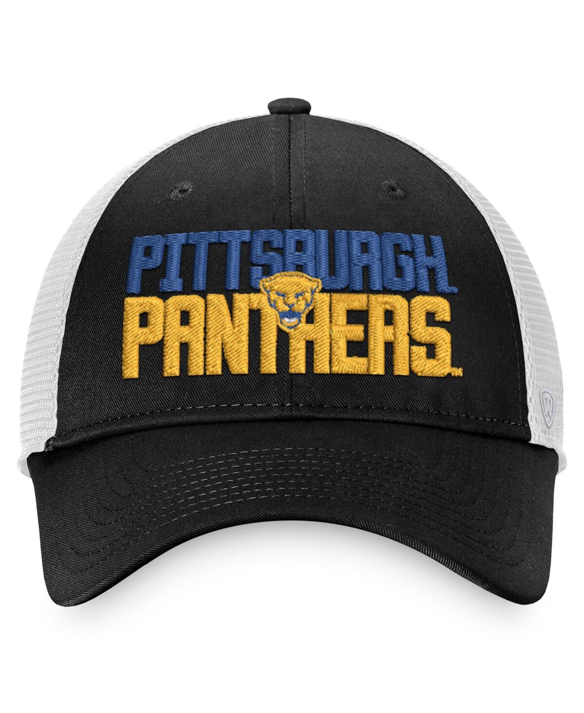 Men's Top of the World Black, White Pitt Panthers Stockpile Trucker Snapback Hat