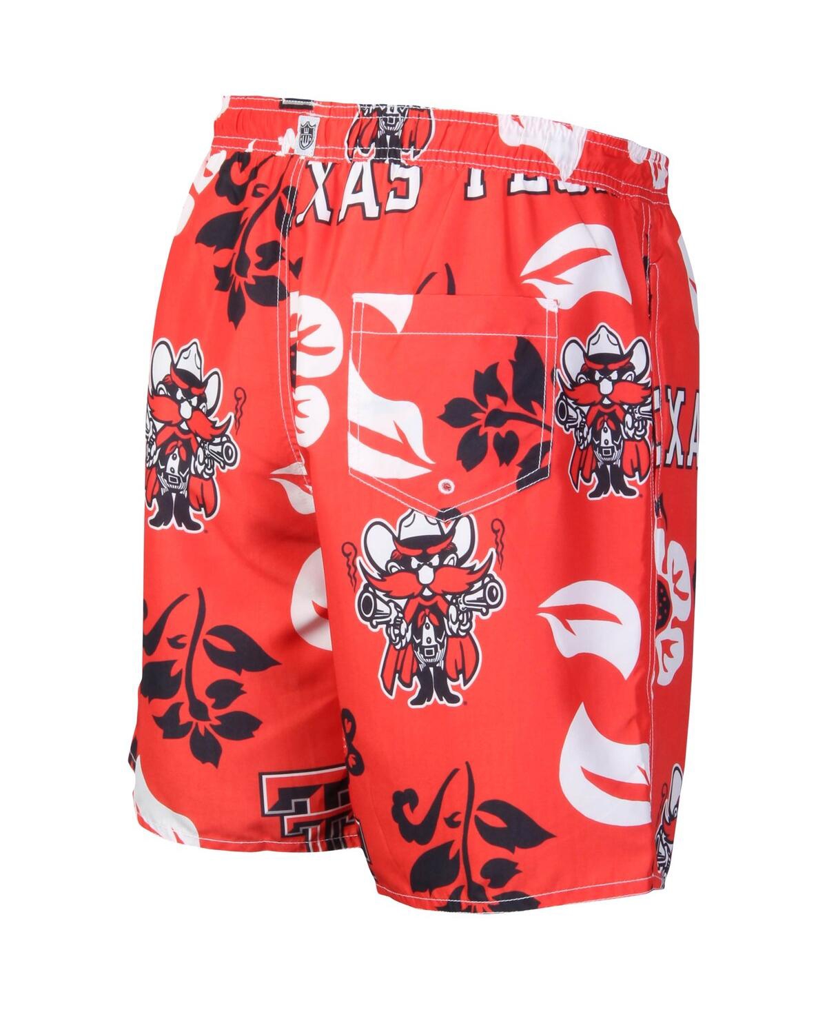 Shop Wes & Willy Men's  Red Texas Tech Red Raiders Floral Volley Logo Swim Trunks