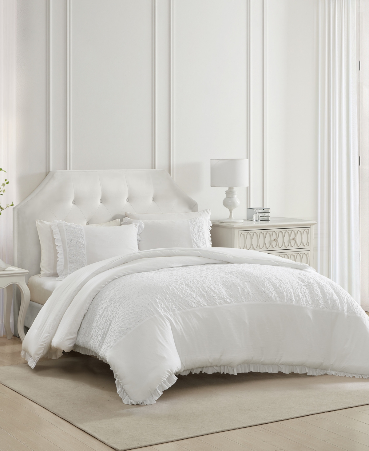 Laura Ashley Eyelet Ruffle Microfiber 2 Piece Comforter Set