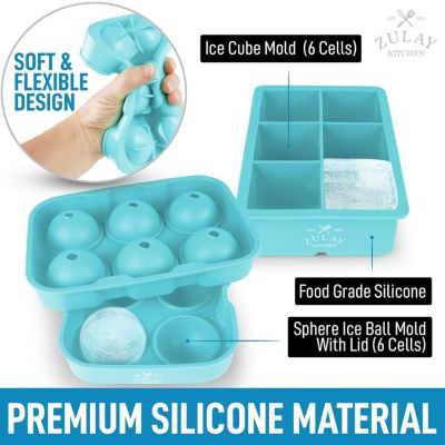 Silicone Ice Cube Tray Set of 2 with Lids