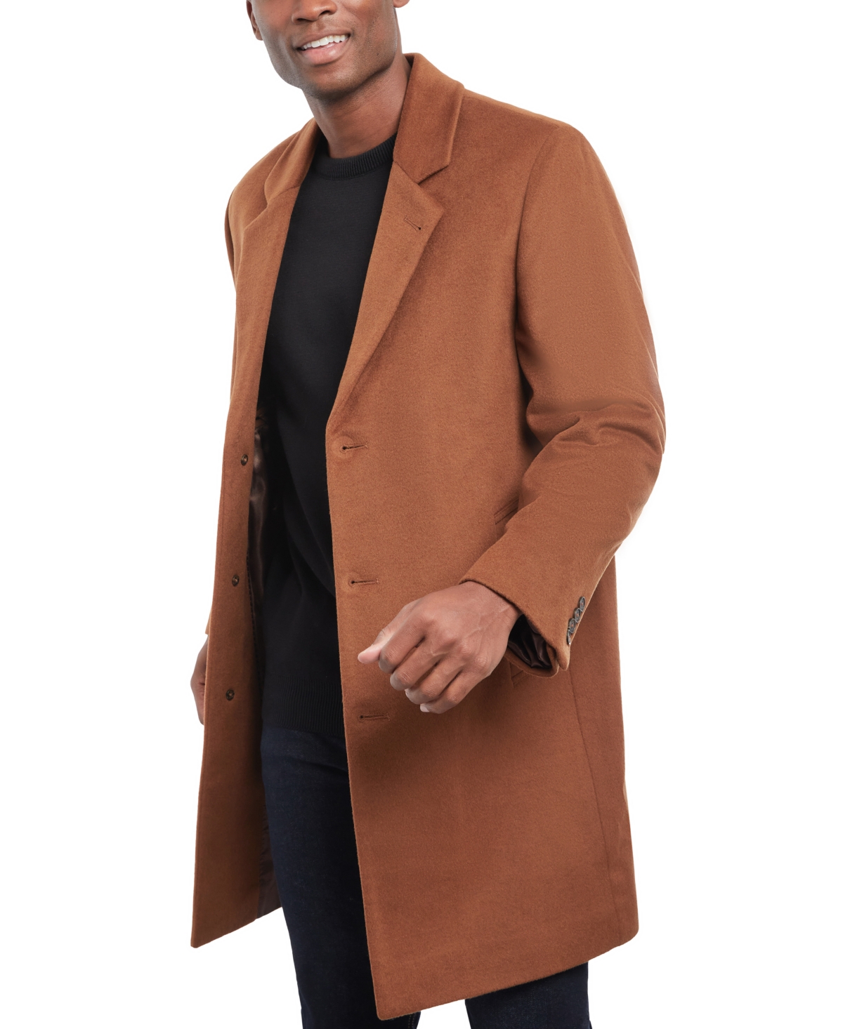 Shop Michael Kors Men's Madison Wool Blend Modern-fit Overcoat In Brown