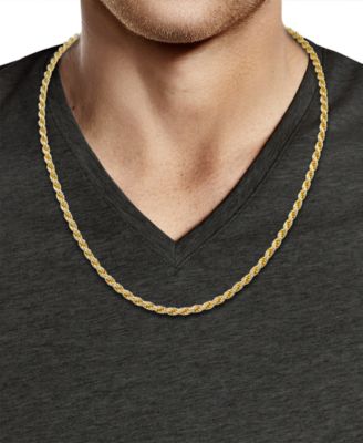 Men's Two-Tone Rope Link 22" Chain Necklace (4mm) in Sterling Silver & 14k Gold-Plate