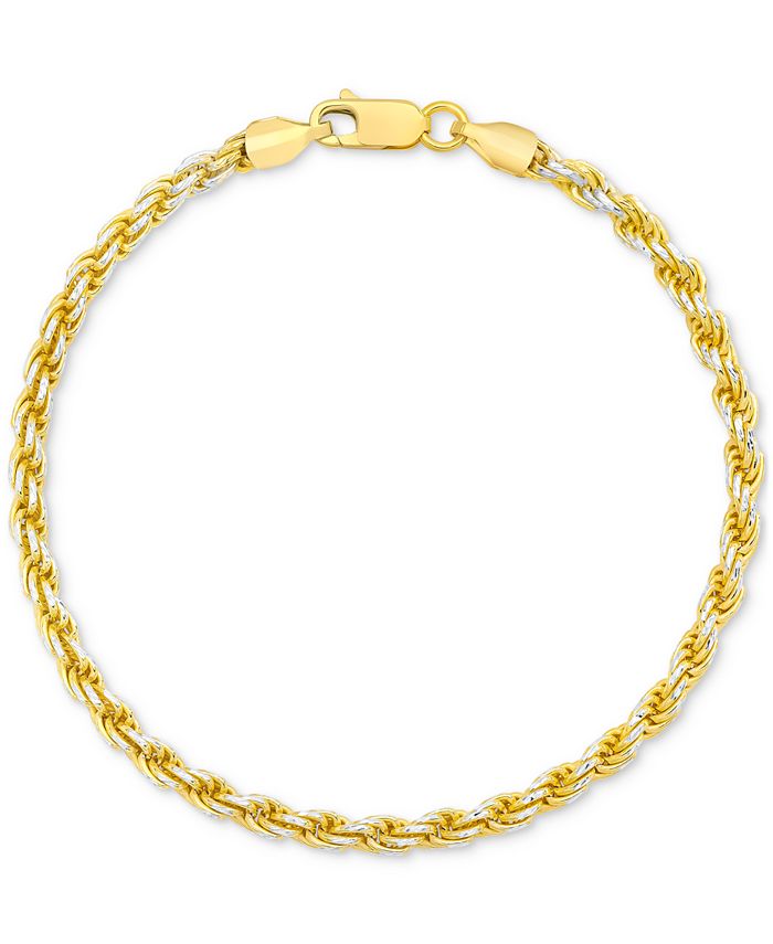Macy s Men s Two Tone Rope Link Chain Bracelet in Sterling Silver