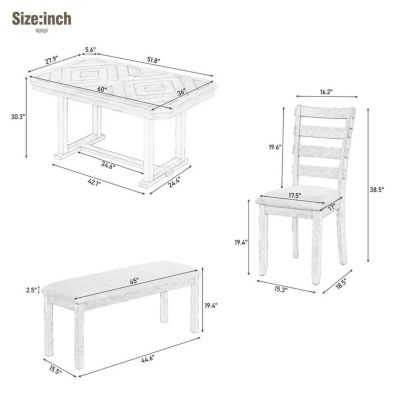 Streamdale Rubberwood Dining Set with Wood Grain Table Top (6 pcs)