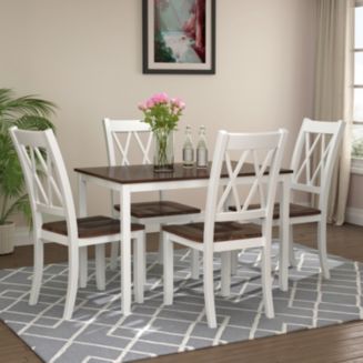 Simplie Fun 5-Piece Dining Table Set Home Kitchen Table and Chairs Wood ...